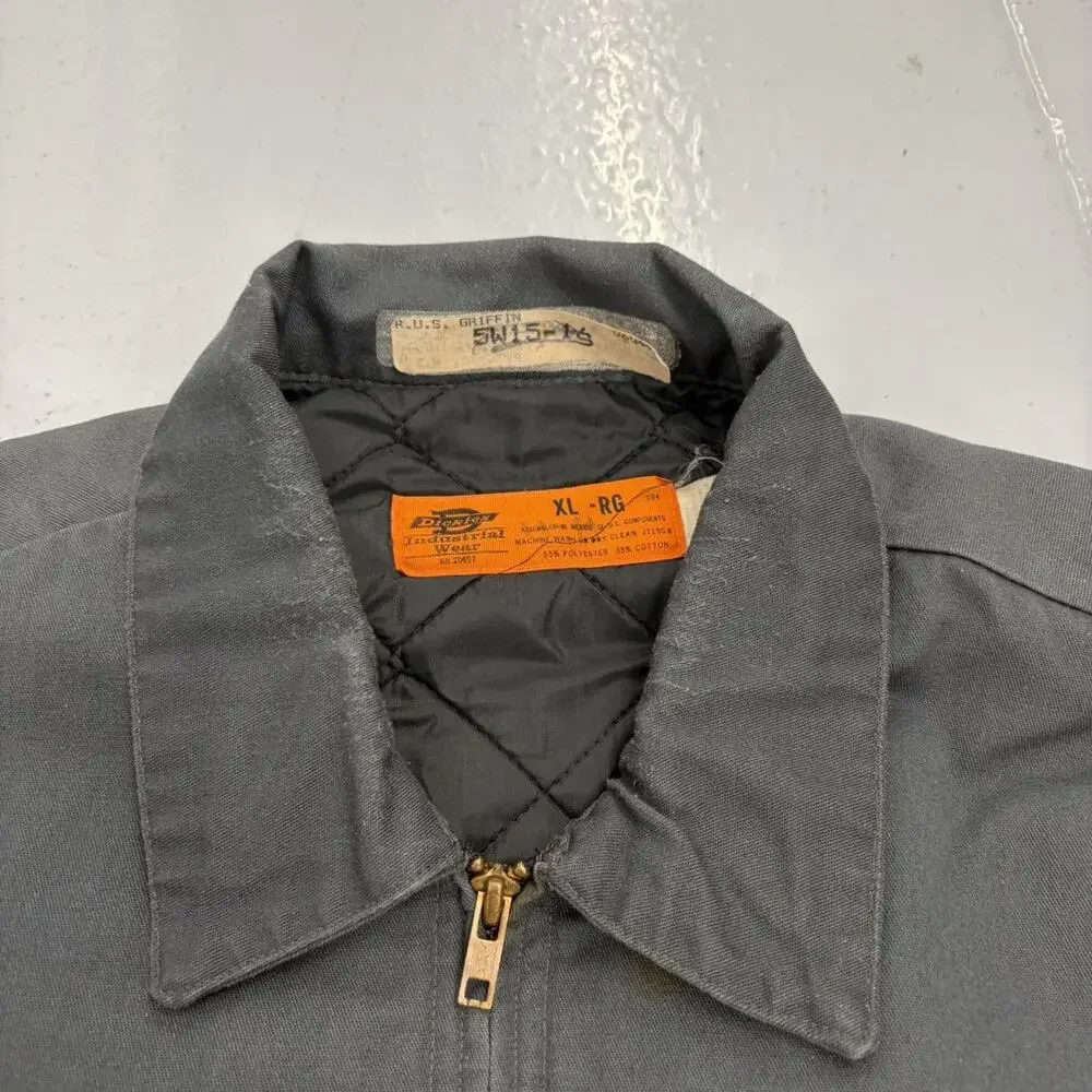 Vintage 70s Dickies Grey Canvas Workwear Mechanics Jacket